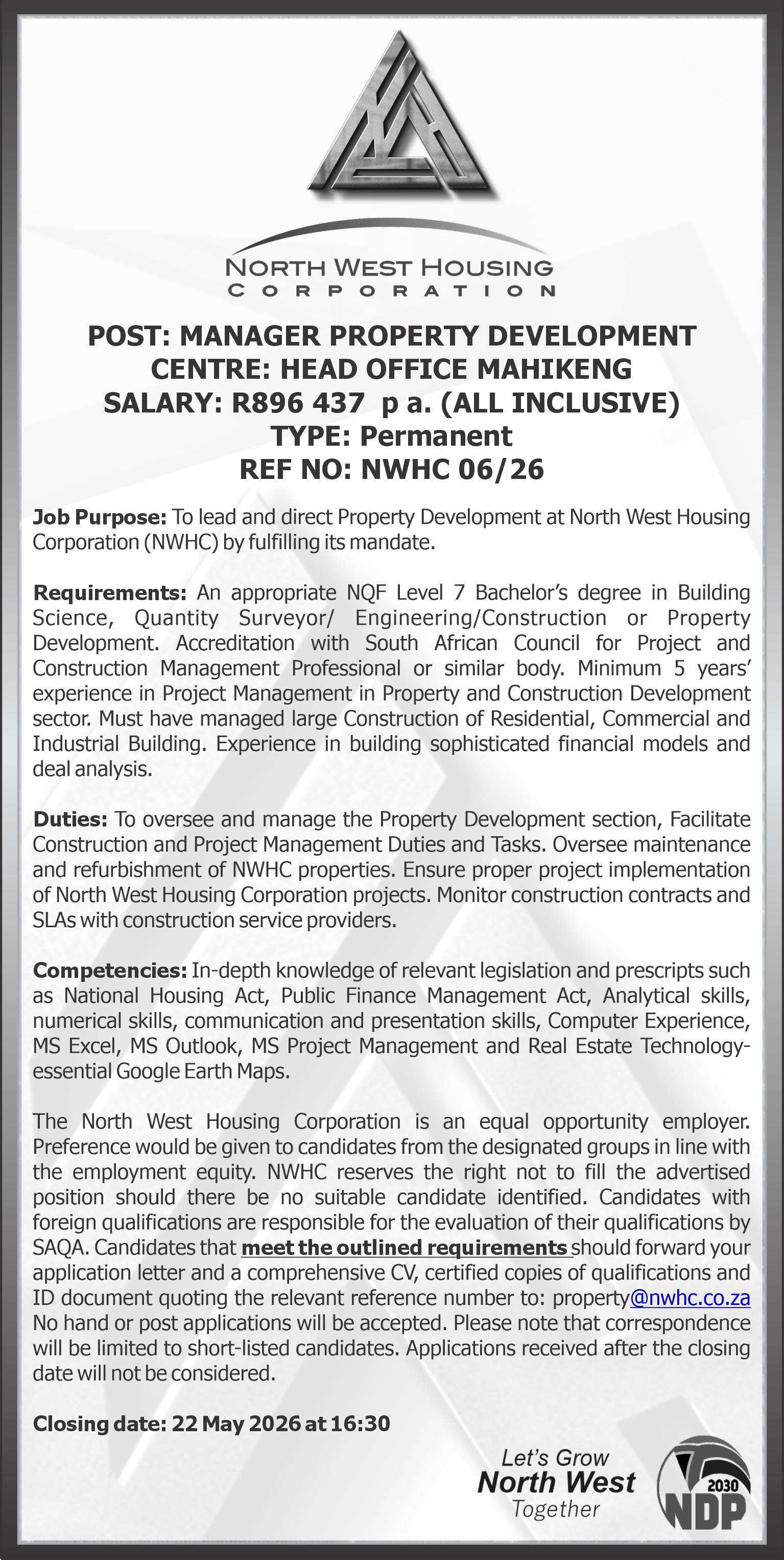 Manager Property Development post 