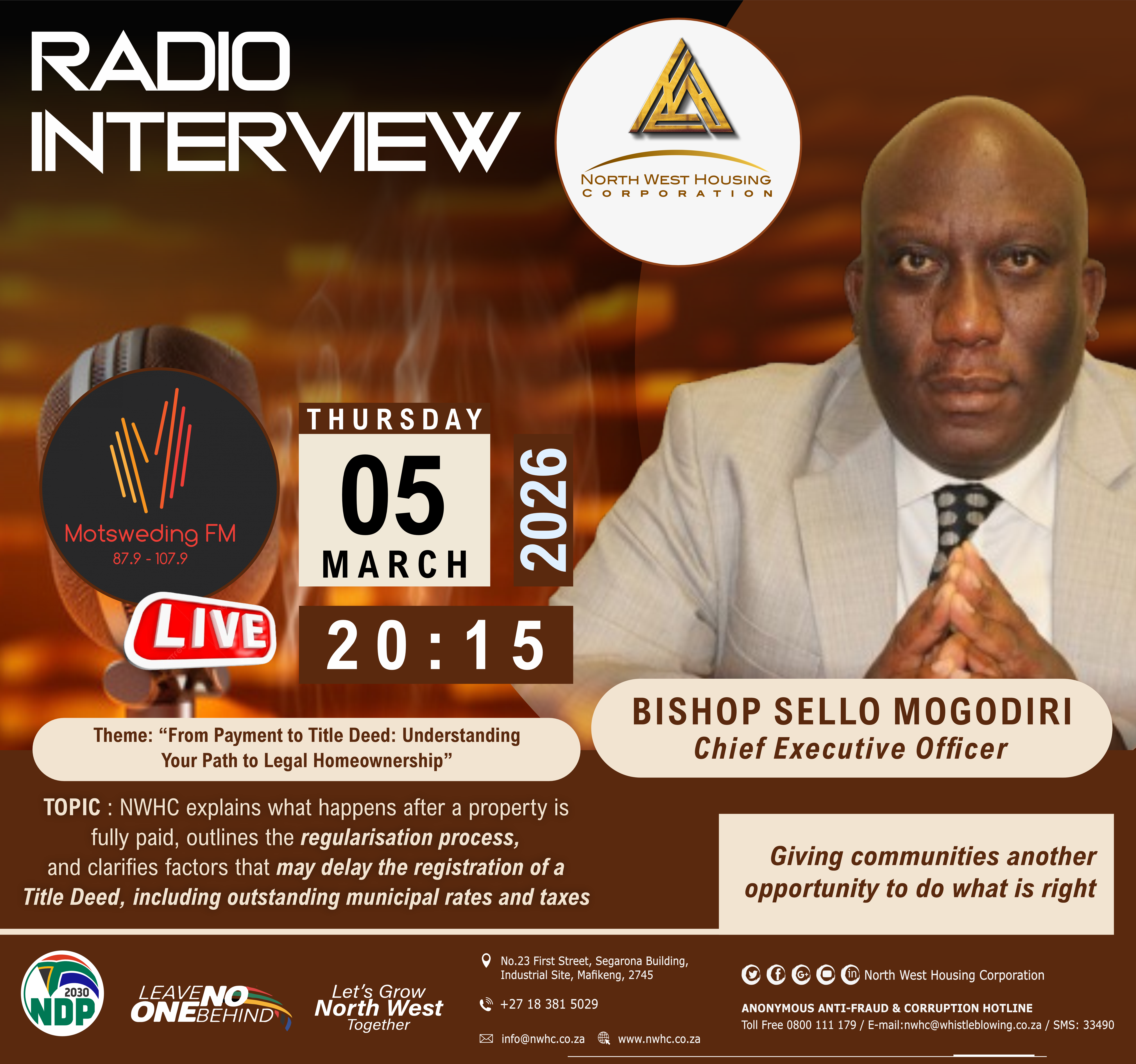 Interview with Motsweding FM on the Revenue Enhancement and Debt Collection Programme 