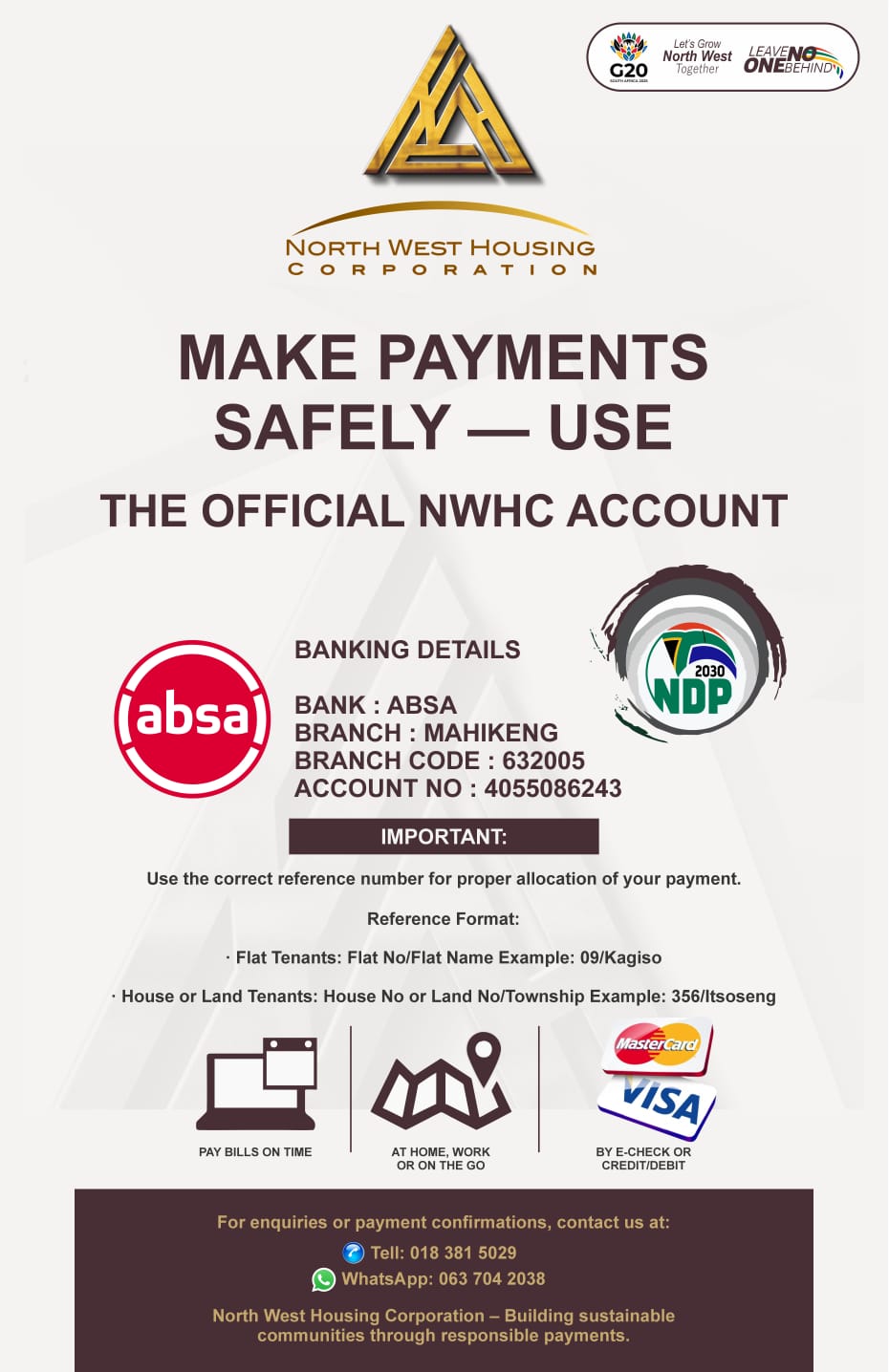 NWWHC Bank Details